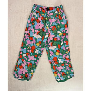 J Crew Size 2P Floral Linen Blend Pants High Rise Pleated Trousers Confetti